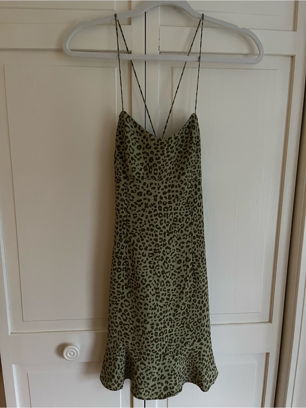 Zara Olive Green Leopard Print Mini Dress